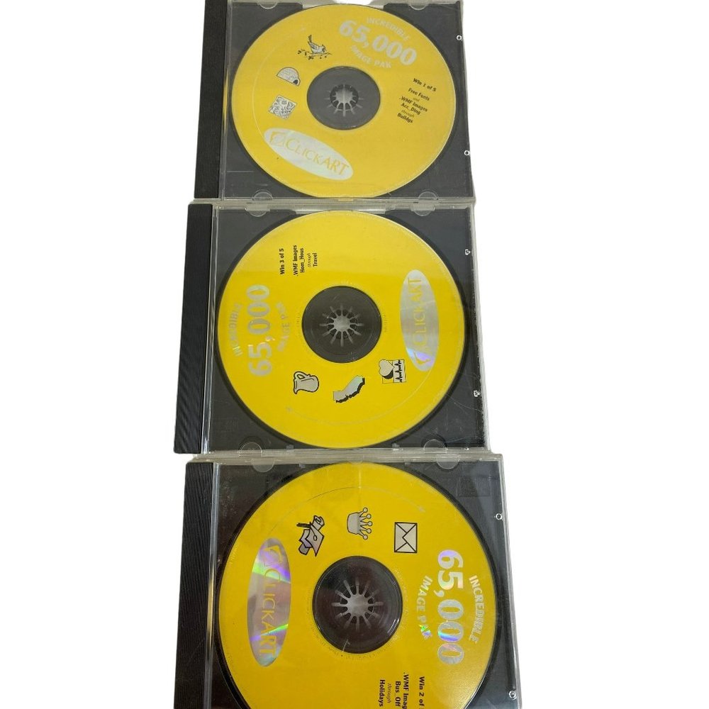 Vintage Lot of 3 Clickart image pack 1-3 cd- rom
